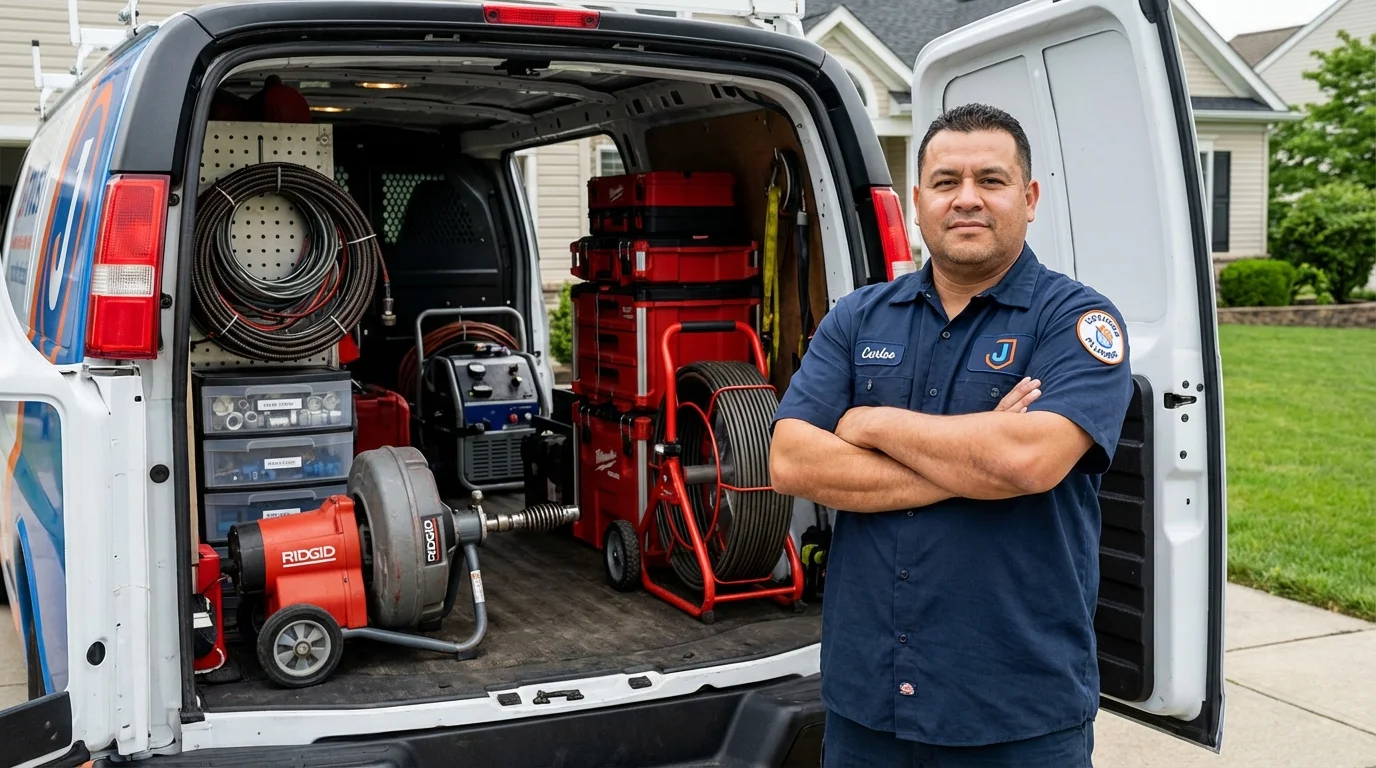 Professional drain cleaning equipment and Johns Plumbing LLC plumber in Downingtown