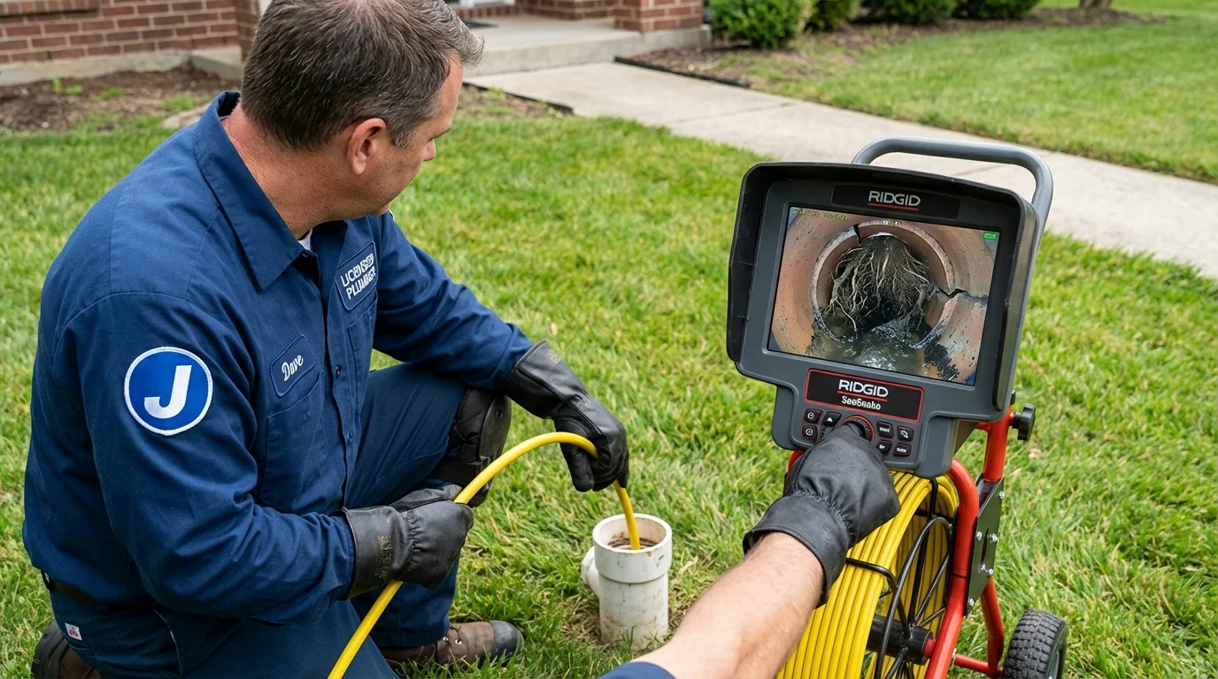 Sewer camera inspection being performed by Johns Plumbing LLC in Downingtown